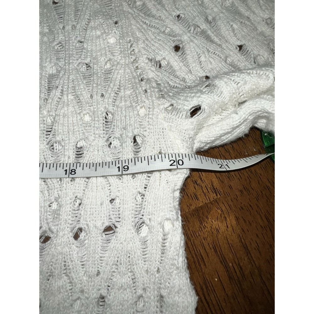 Melia XL Crochet Knit Sweater White Boho Beachy Open Knit Cotton Blend - Picture 9 of 10